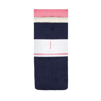 J by Jasper Conran Pack of two girls' cream and navy spot embroidered tights